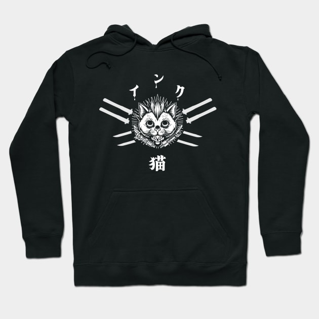 INK CAT | インク猫 | Japanese Cat | Samurai Cat Hoodie by Ryo Li